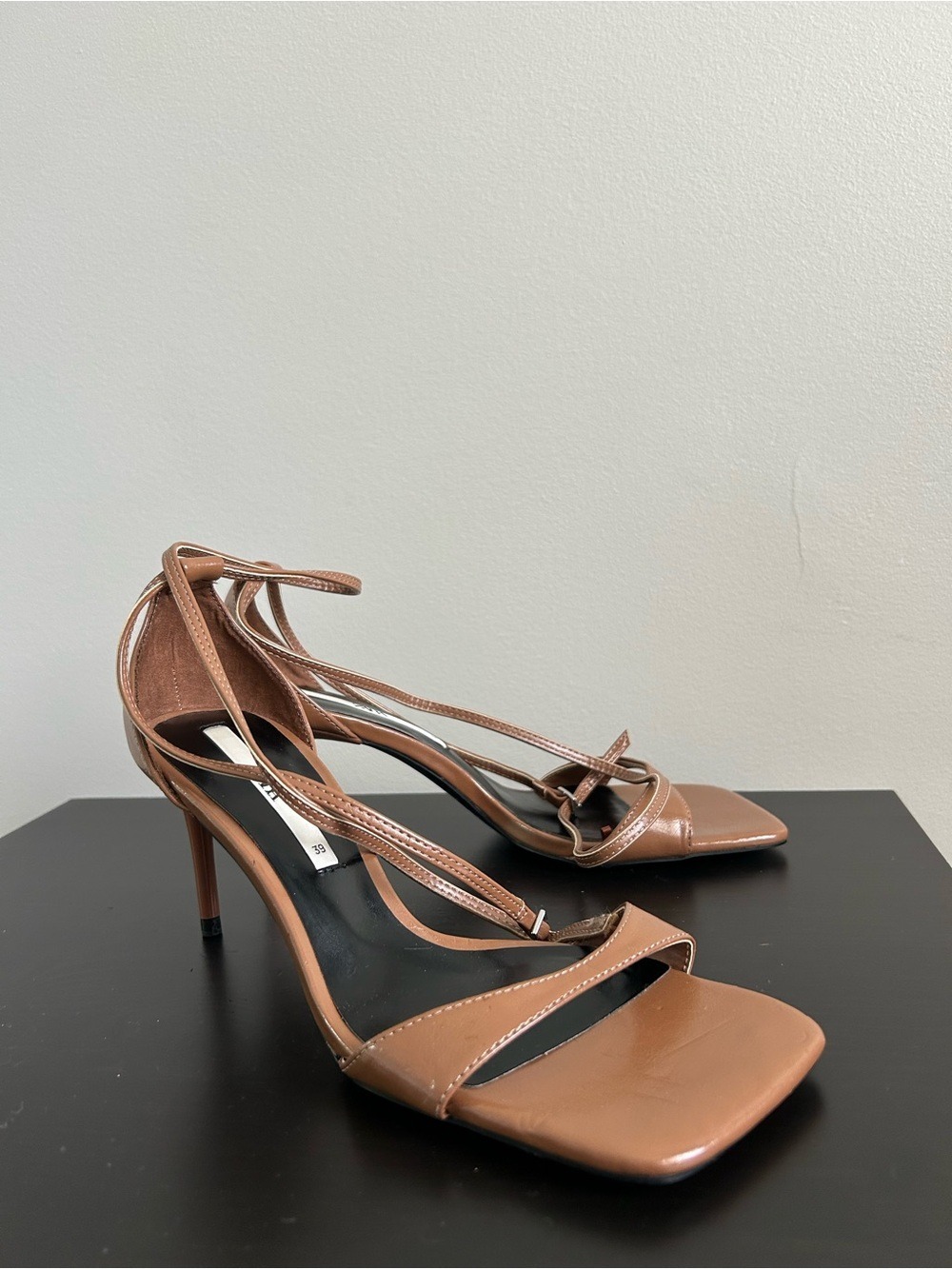 Zara Brown Square-Toe Heel Sandals, Size 39. - Picture 8 of 14